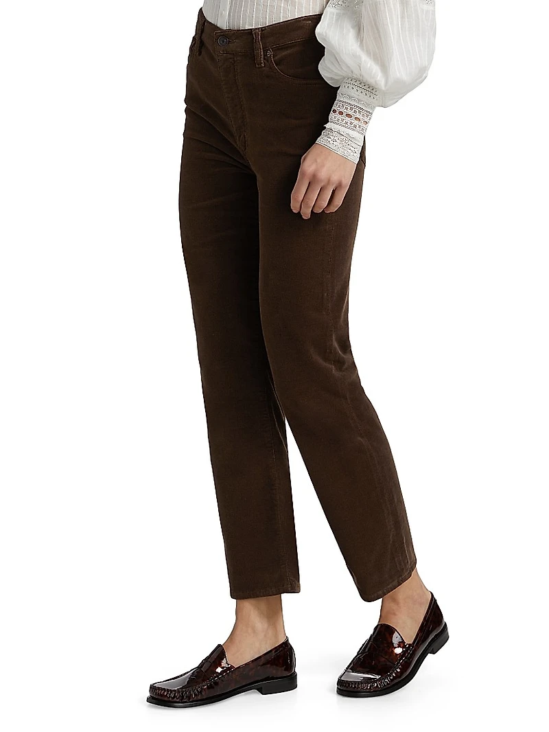 Le Sleek Straight Cotton-Blend Corduroy Pants