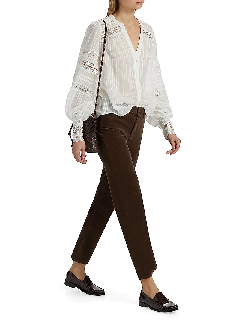 Le Sleek Straight Cotton-Blend Corduroy Pants