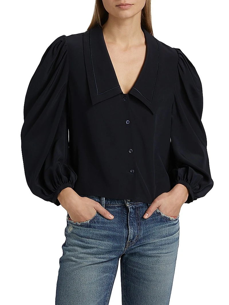 The Sailor Silk Long-Sleeve Blouse