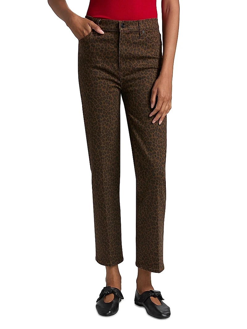 Le Sleek Leopard Straight-Leg Jeans