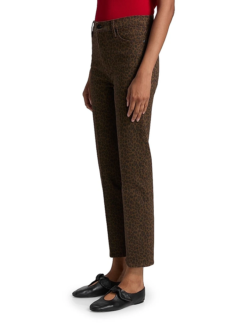 Le Sleek Leopard Straight-Leg Jeans