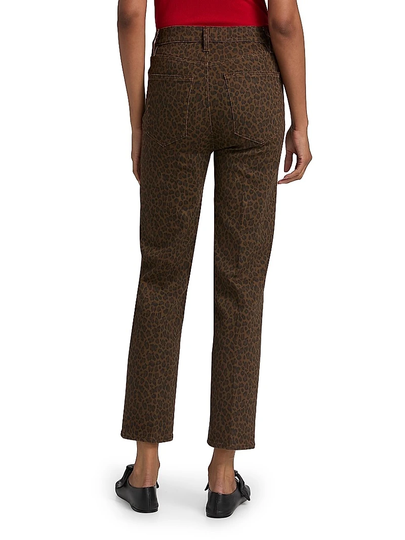 Le Sleek Leopard Straight-Leg Jeans