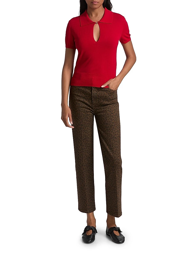 Le Sleek Leopard Straight-Leg Jeans