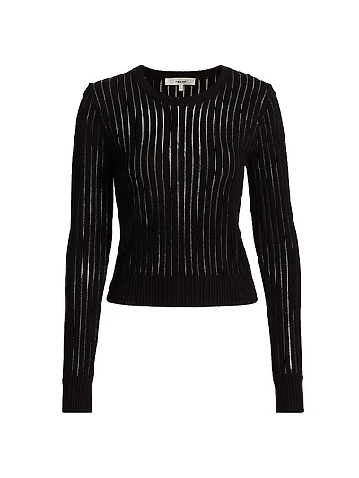 Sheer Striped Cotton Sweater