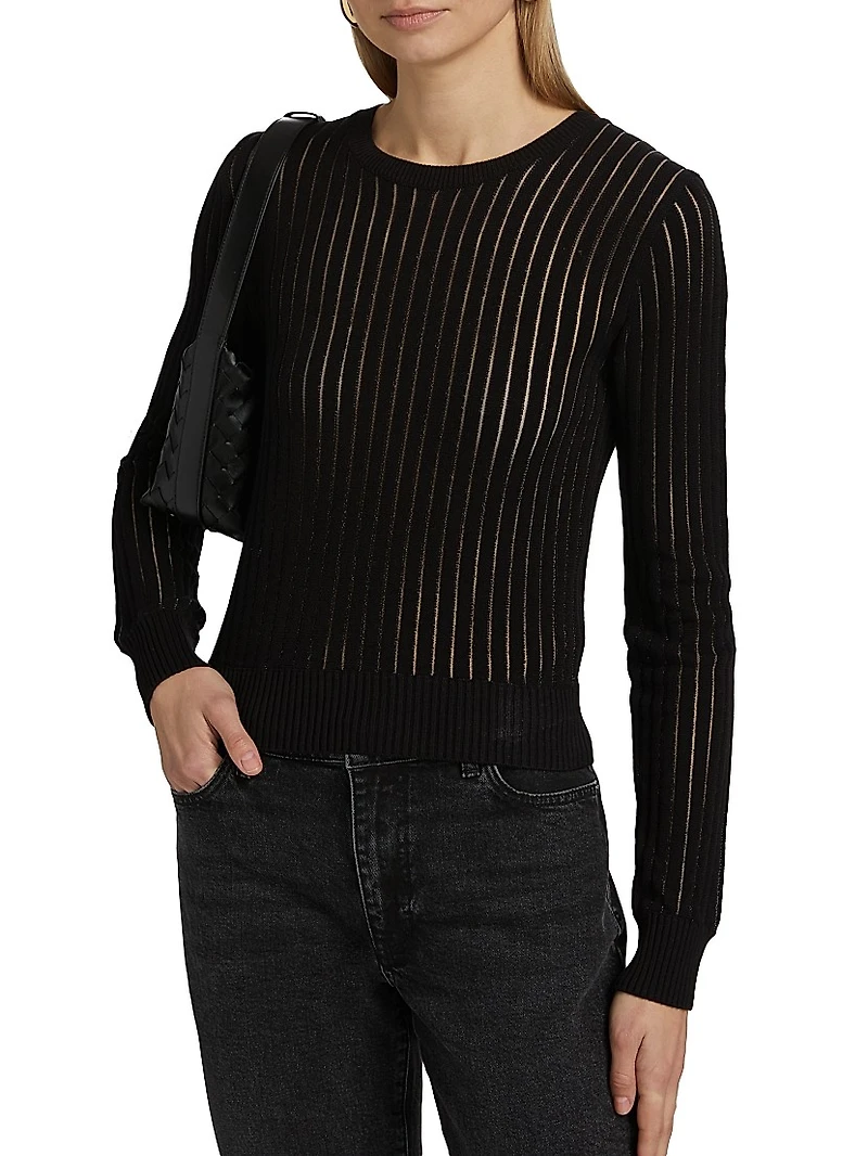 Sheer Striped Cotton Sweater