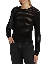 Sheer Striped Cotton Sweater