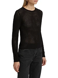 Sheer Striped Cotton Sweater