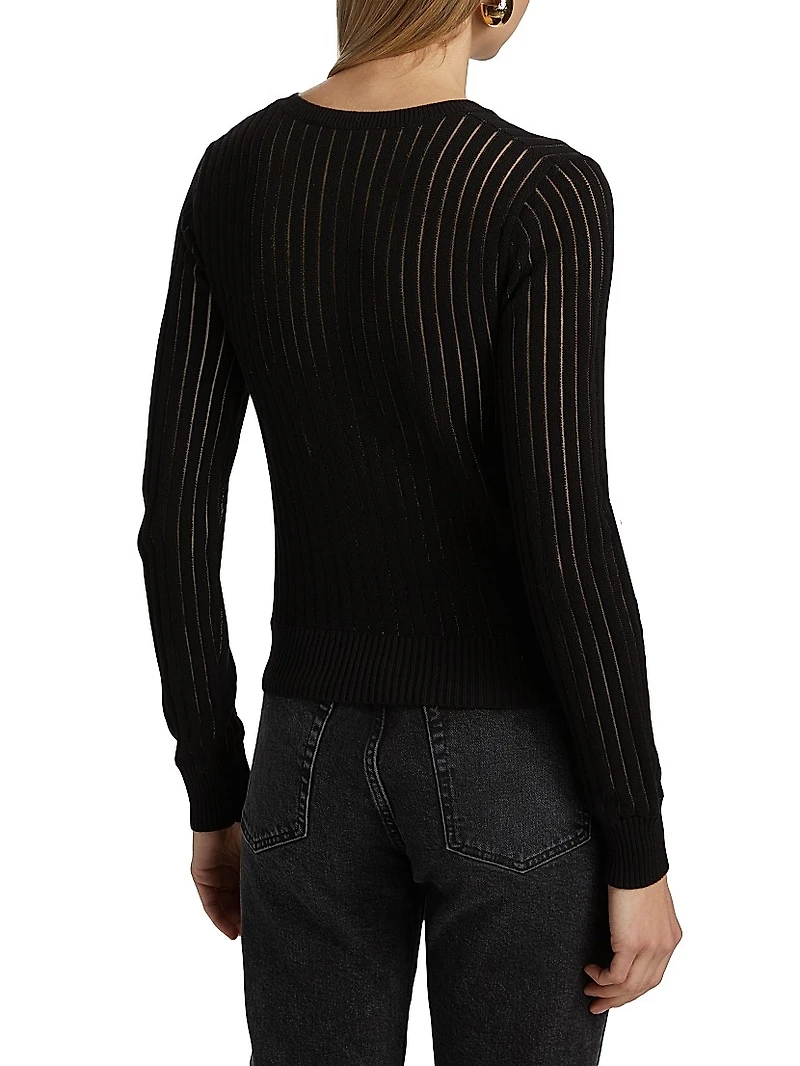Sheer Striped Cotton Sweater