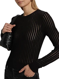 Sheer Striped Cotton Sweater