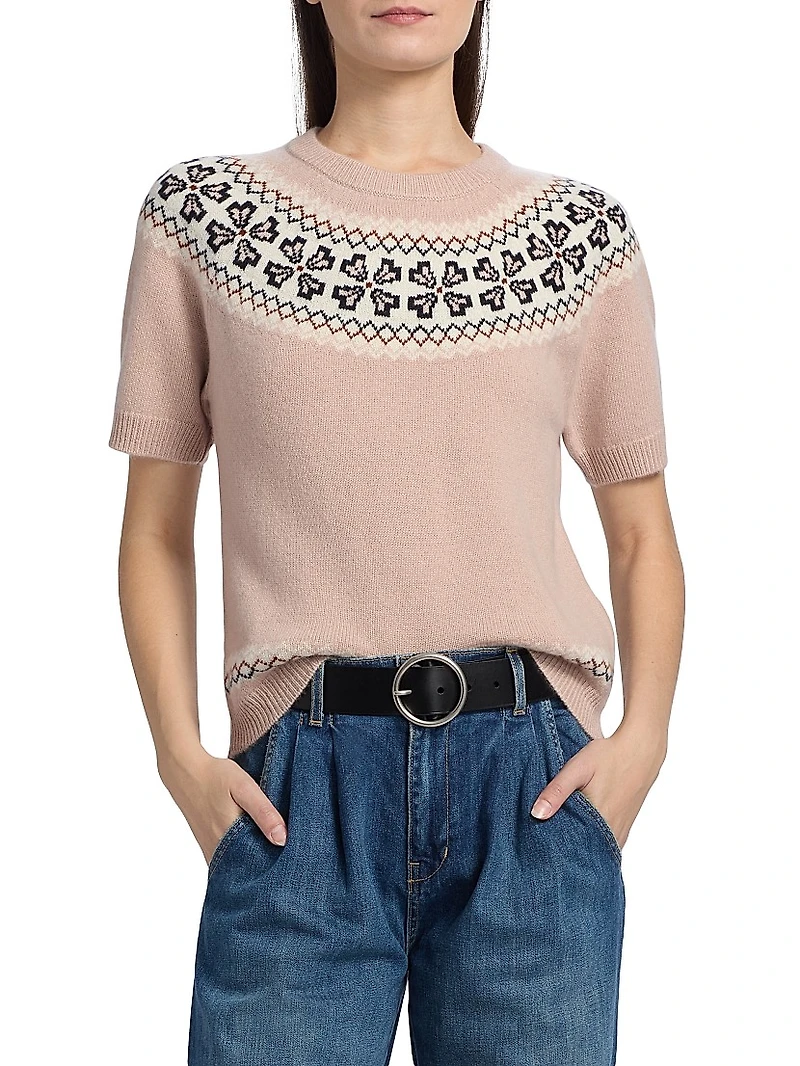Fair Isle-Style Cashmere Crewneck Sweater
