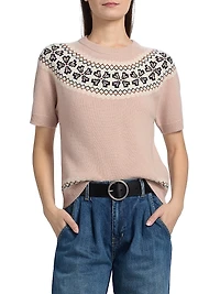 Fair Isle-Style Cashmere Crewneck Sweater