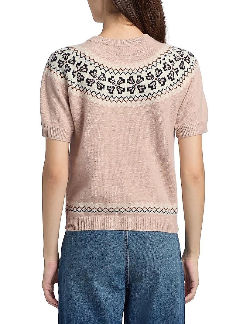 Fair Isle-Style Cashmere Crewneck Sweater