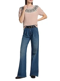 Fair Isle-Style Cashmere Crewneck Sweater