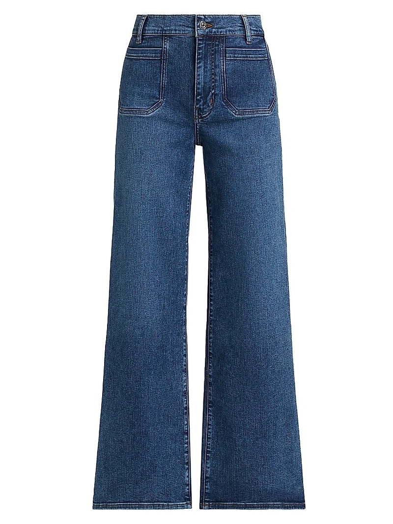 Le Slim Palazzo Patch-Pocket Jeans