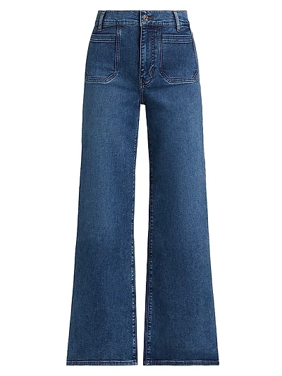 Le Slim Palazzo Patch-Pocket Jeans