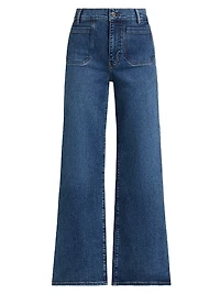 Le Slim Palazzo Patch-Pocket Jeans