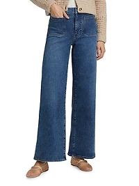 Le Slim Palazzo Patch-Pocket Jeans