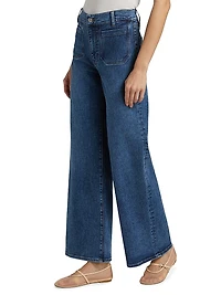Le Slim Palazzo Patch-Pocket Jeans