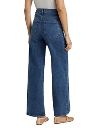 Le Slim Palazzo Patch-Pocket Jeans