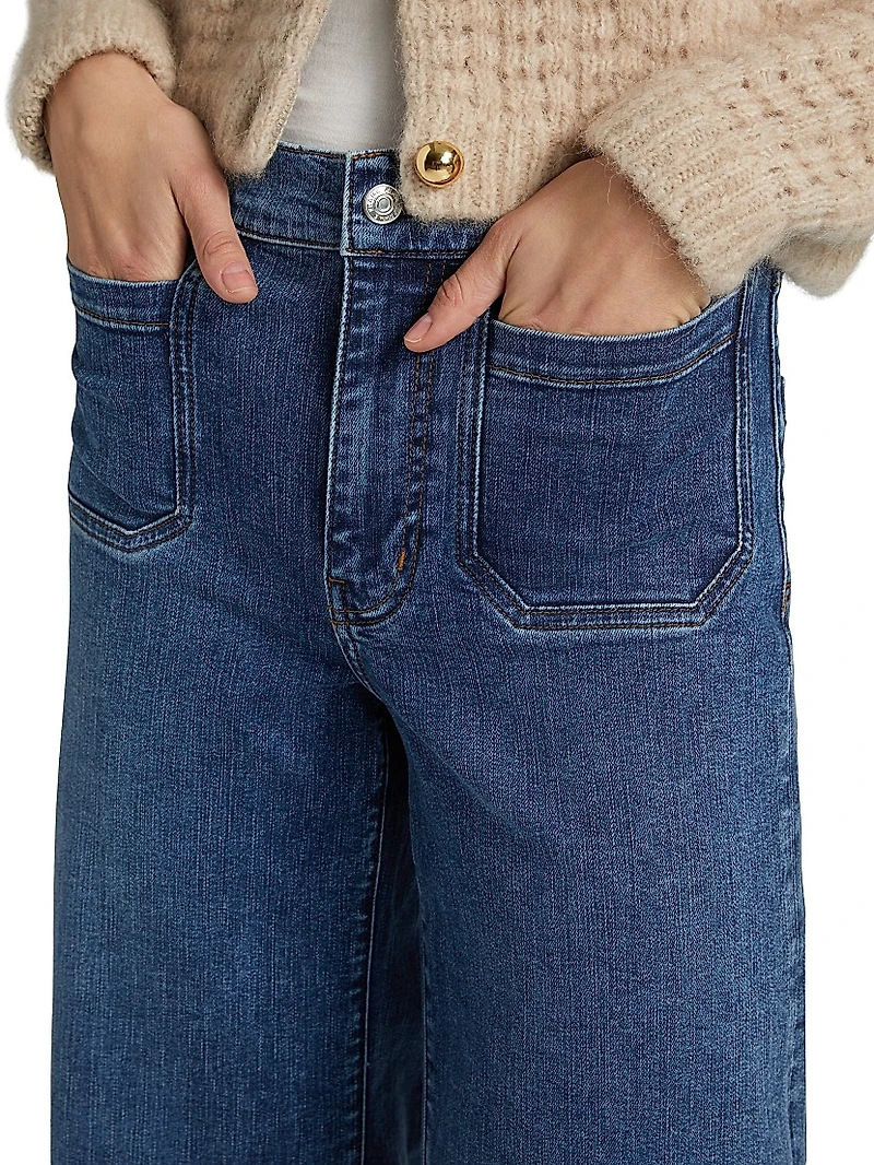 Le Slim Palazzo Patch-Pocket Jeans