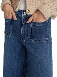 Le Slim Palazzo Patch-Pocket Jeans