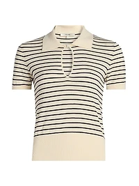 The Keyhole Striped Cotton-Blend Polo Shirt
