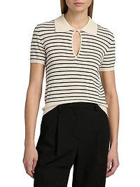 The Keyhole Striped Cotton-Blend Polo Shirt
