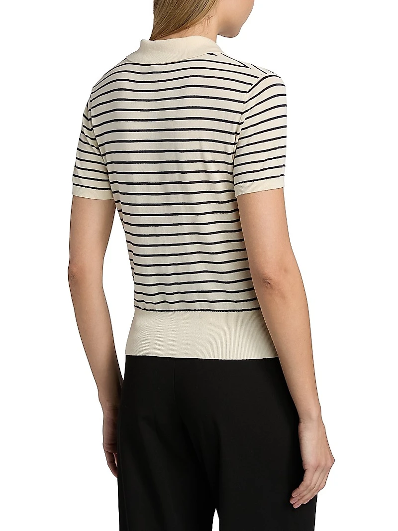 The Keyhole Striped Cotton-Blend Polo Shirt