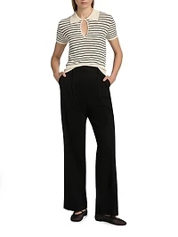 The Keyhole Striped Cotton-Blend Polo Shirt