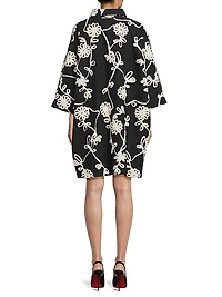 Floral Ribbon Cotton Oversized Shirtdress