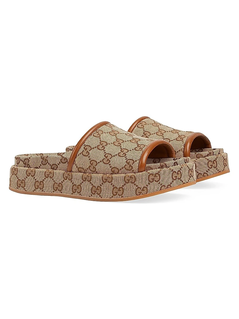 25MM GG Canvas Platform Slide Sandals