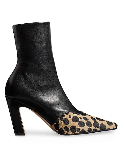 Nevada 85MM Leather & Calf Hair Ankle Boots
