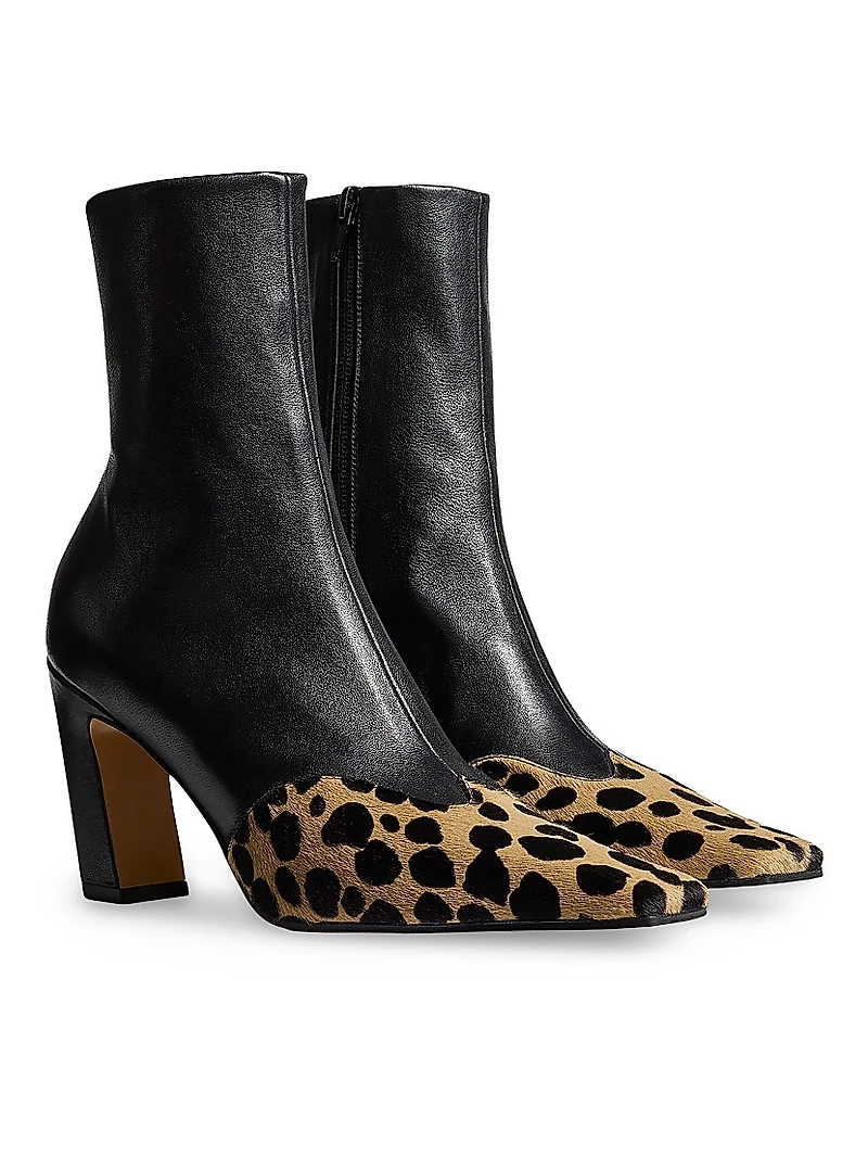 Nevada 85MM Leather & Calf Hair Ankle Boots