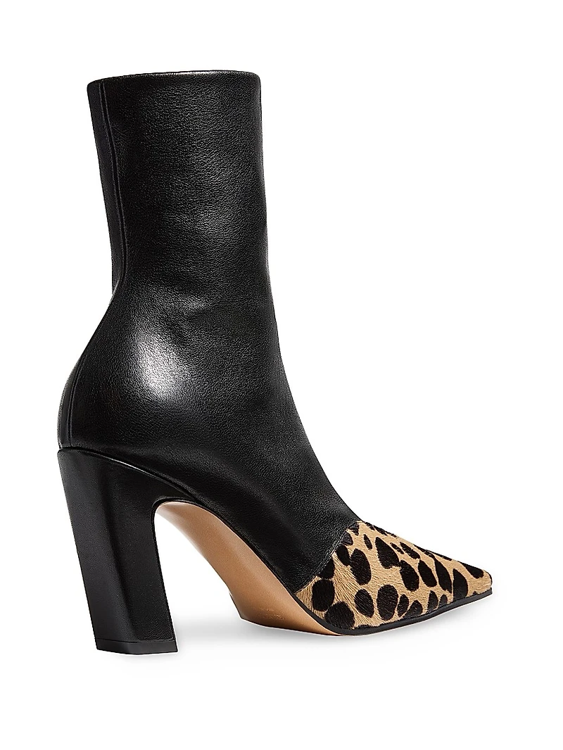 Nevada 85MM Leather & Calf Hair Ankle Boots