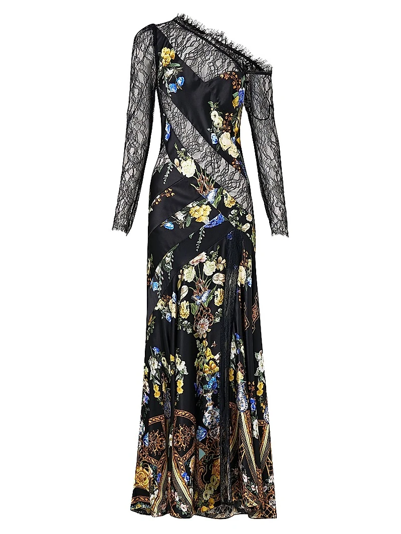 Ottoman Elegance Lace Splice Maxi Dress