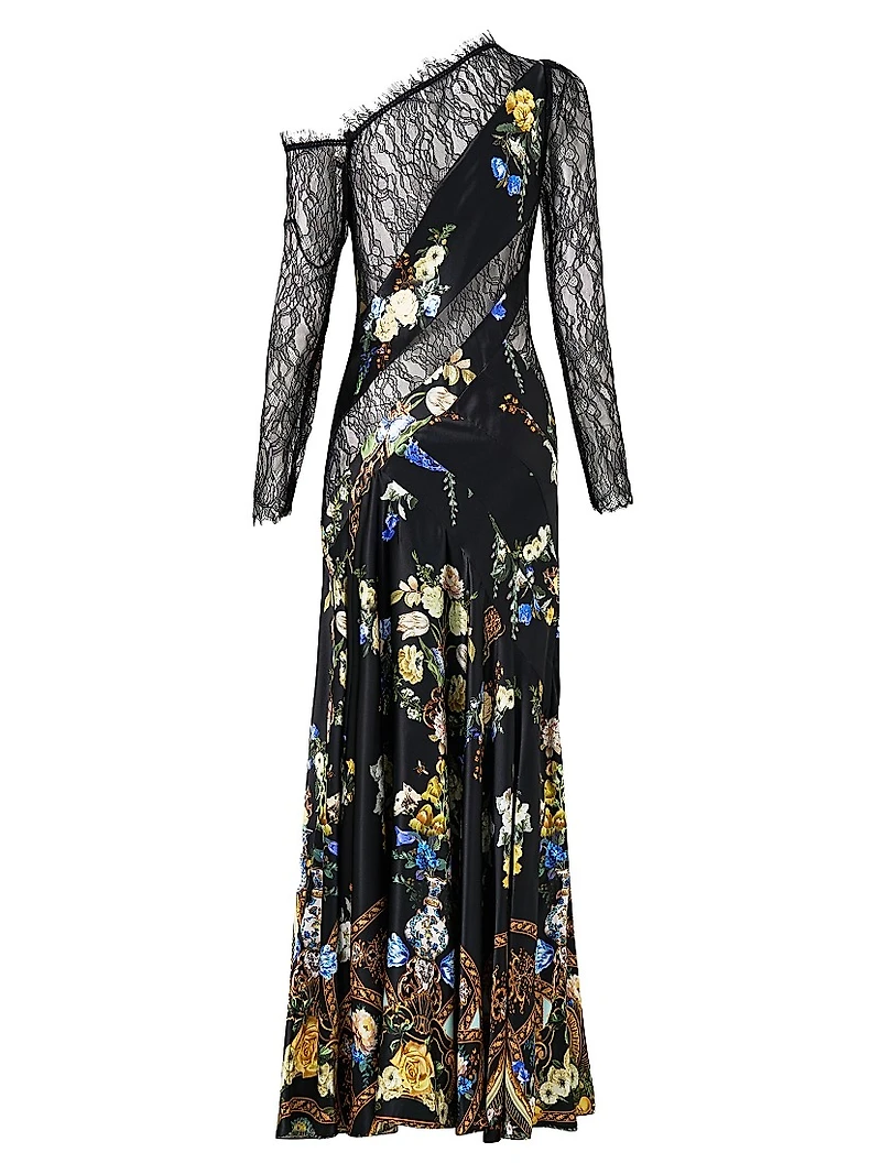 Ottoman Elegance Lace Splice Maxi Dress