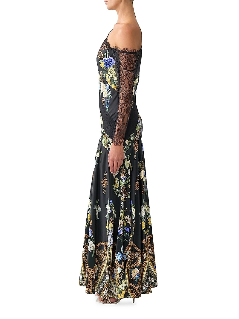 Ottoman Elegance Lace Splice Maxi Dress