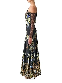 Ottoman Elegance Lace Splice Maxi Dress