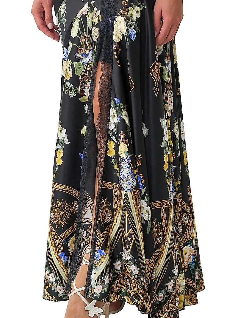 Ottoman Elegance Lace Splice Maxi Dress