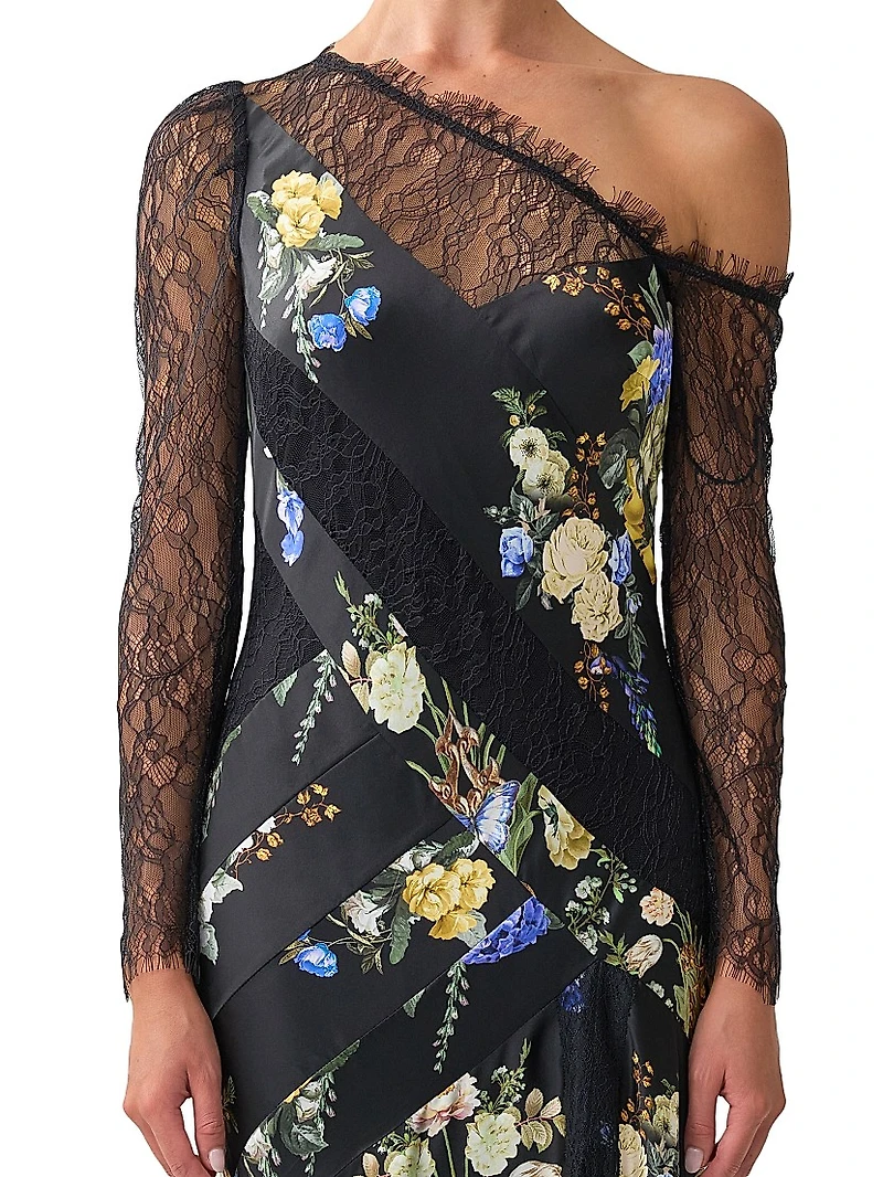 Ottoman Elegance Lace Splice Maxi Dress