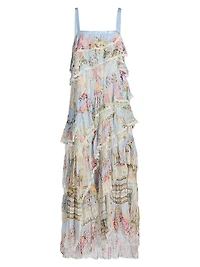 Tiled Time Asymmetric Spliced Lace Midi-Dress