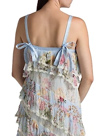 Tiled Time Asymmetric Spliced Lace Midi-Dress