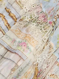 Tiled Time Asymmetric Spliced Lace Midi-Dress