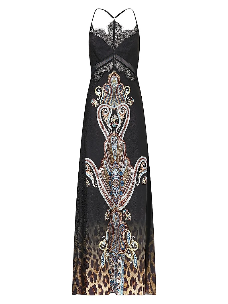 Istanbul Animalia Printed Silk Slipdress