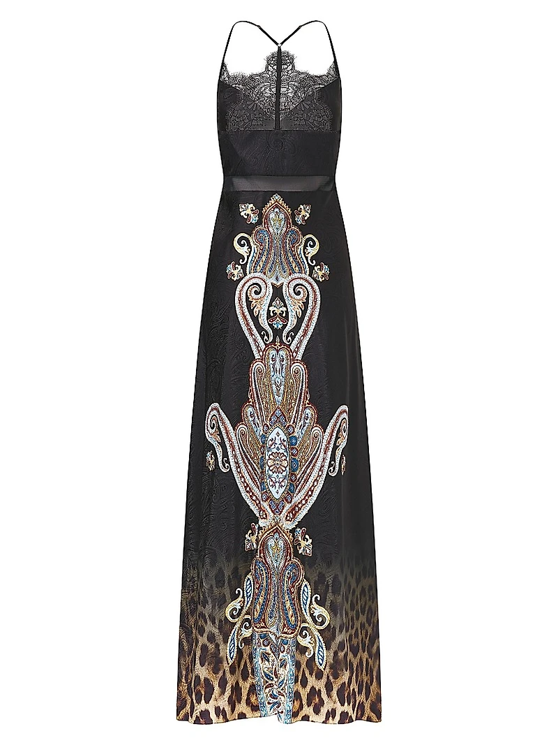Istanbul Animalia Printed Silk Slipdress