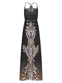 Istanbul Animalia Printed Silk Slipdress