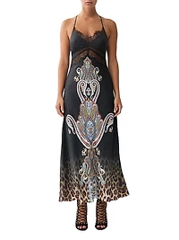 Istanbul Animalia Printed Silk Slipdress