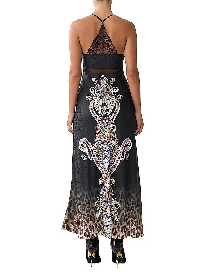 Istanbul Animalia Printed Silk Slipdress