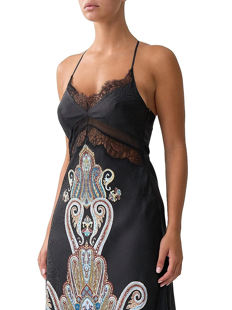 Istanbul Animalia Printed Silk Slipdress