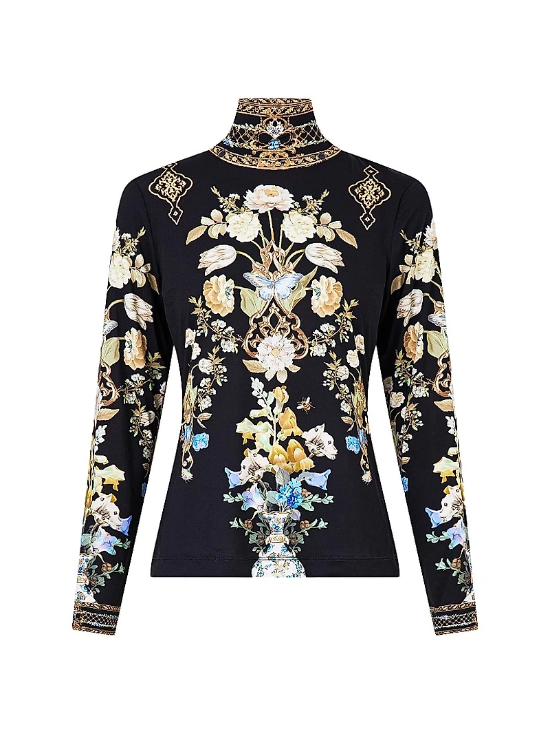 Ottoman Elegance Jersey Turtleneck Top